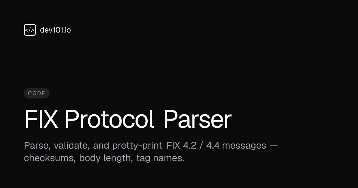 FIX Protocol Parser · dev101.io